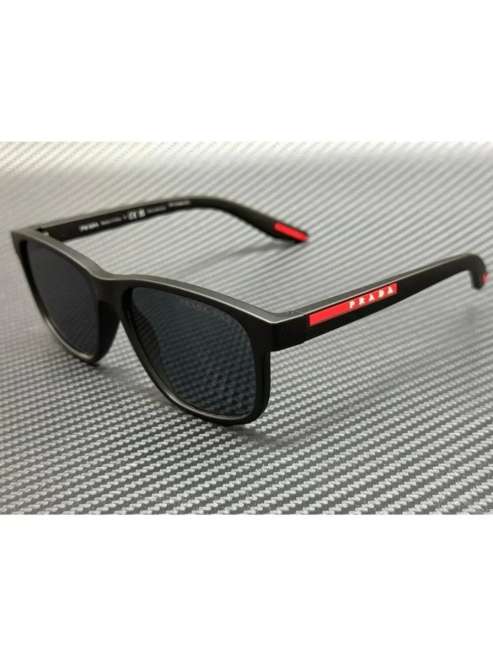 New Prada Linea Rossa Men Black Rubber Sunglasses 56-17-145
